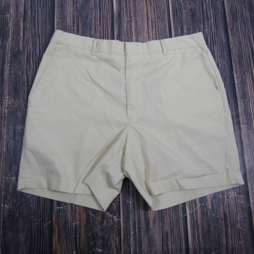 Knights Bridge Chino Shorts Men 36 Cream Flat Front Cotton Twill Casual Classic